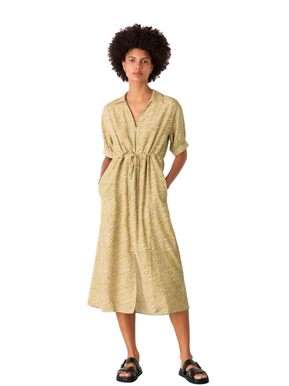 Whistles Tiger Flame Short Sleeve Midi Dress